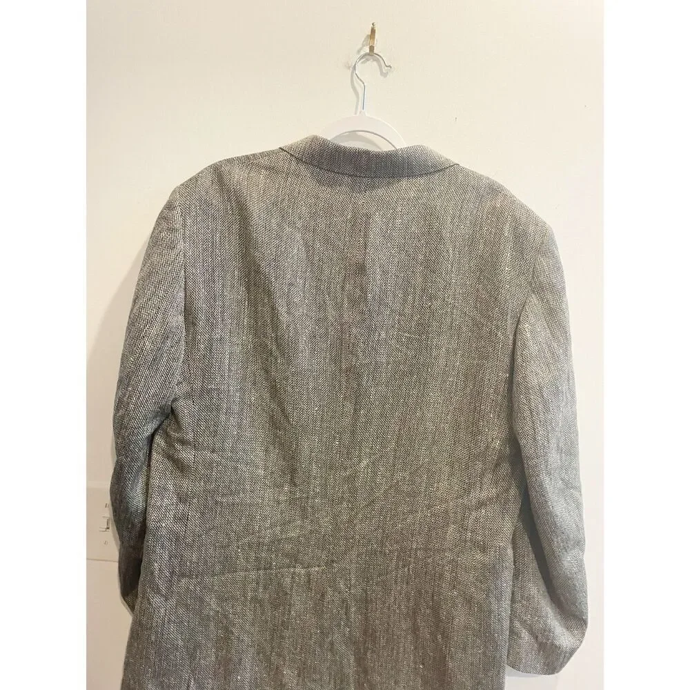 Jos. A. Bank Mens Silver Gray Blazer 42L Herringbone Single Breasted Long Sleeve